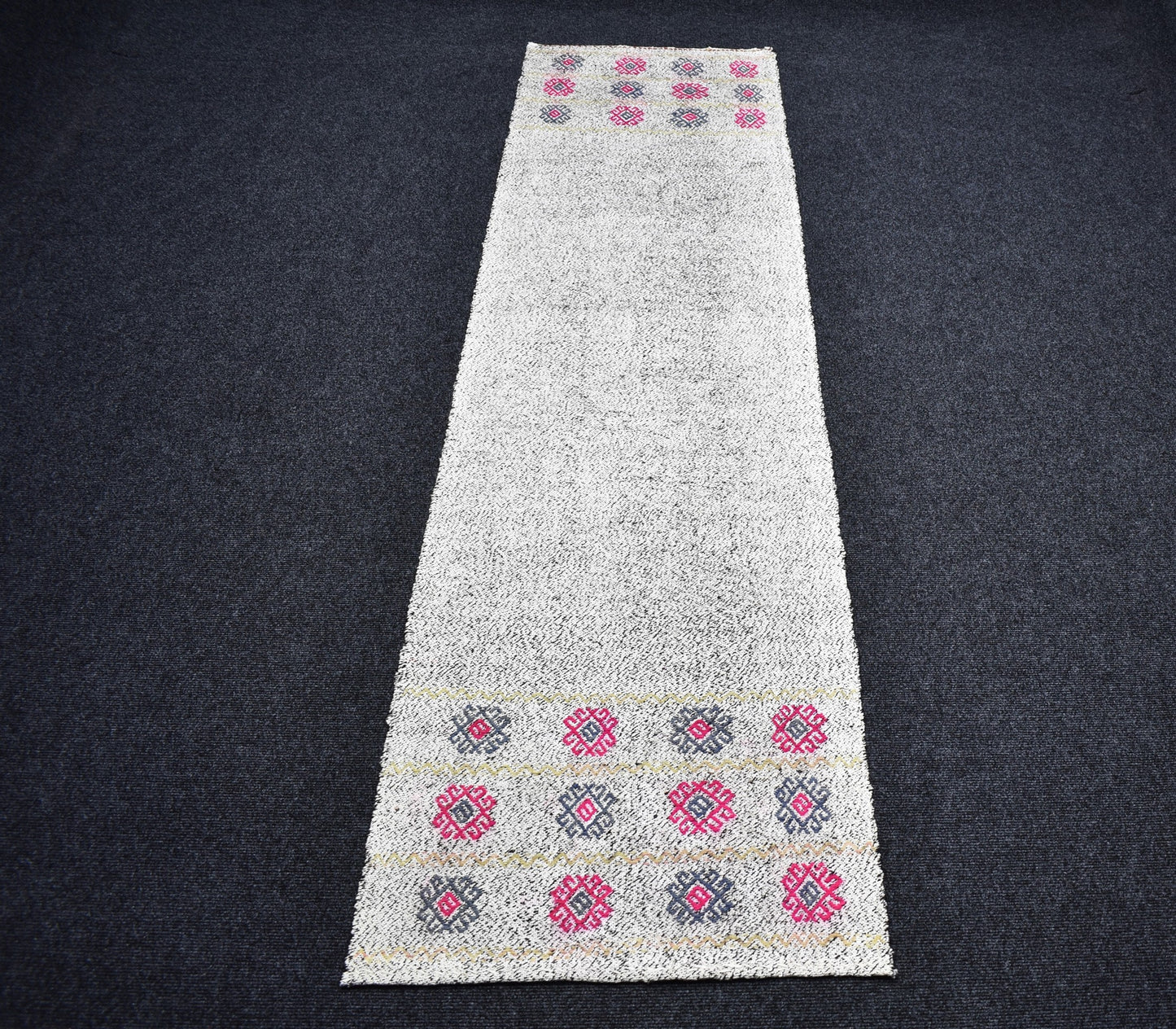 Yeni El Dokuma Ender Ak Pamuklu Yörük Yün Yolluk Kilim 7209