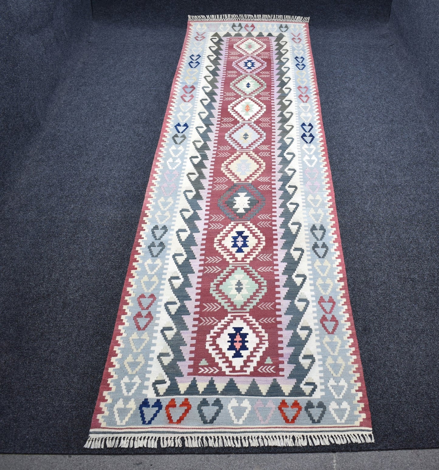 Vintage El Dokuma Pastel Pınarbaşı Kayseri Yolluk Yün Kilim 7215