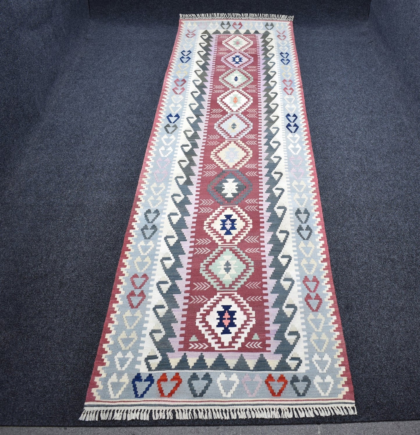 Vintage El Dokuma Pastel Pınarbaşı Kayseri Yolluk Yün Kilim 7215