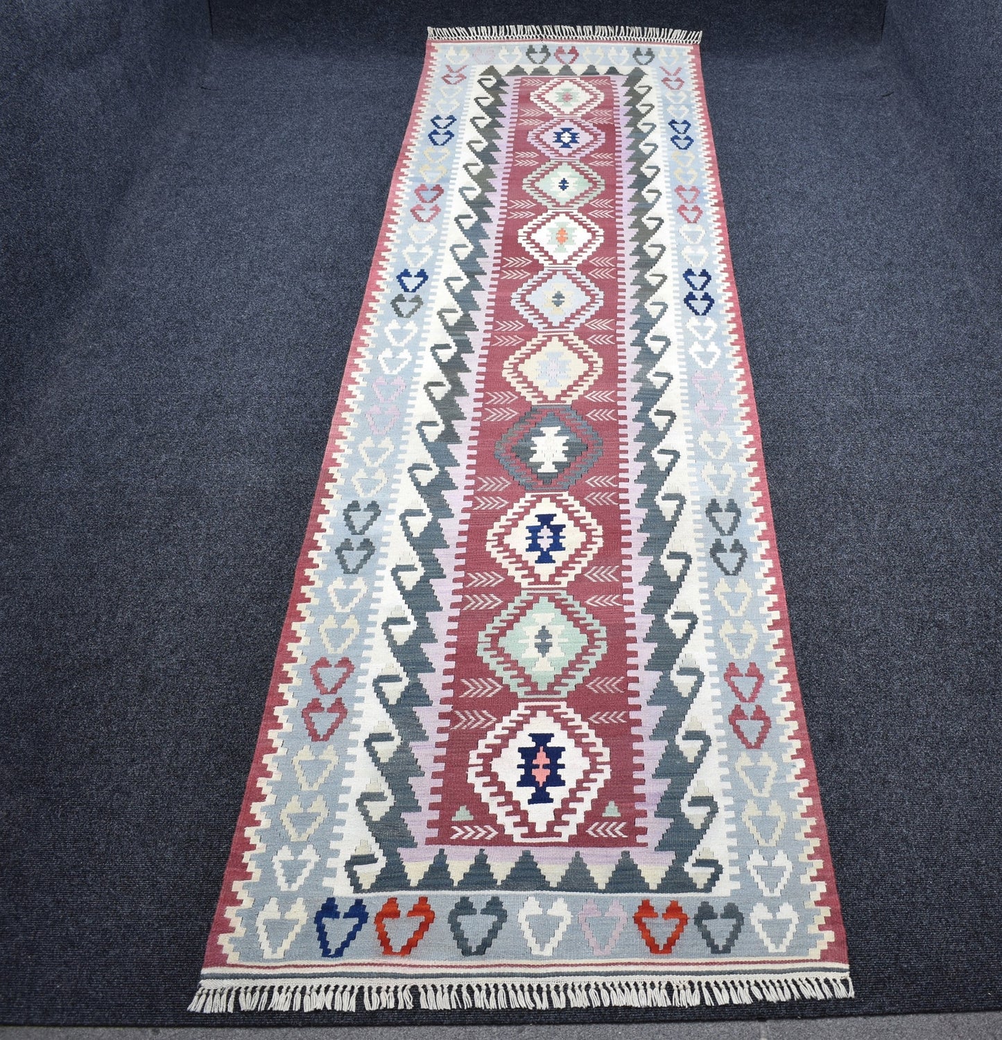 Vintage El Dokuma Pastel Pınarbaşı Kayseri Yolluk Yün Kilim 7215