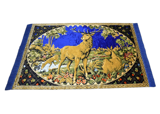 Yeni Görkemli Doğa Tasvirli Geyikli Duvar Halısı 7227