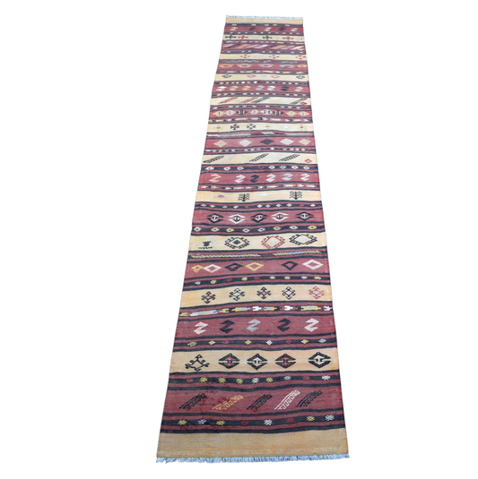 Vintage El Dokuması Şaheser Pastel Malatya Yolluk Yün Kilim 7249