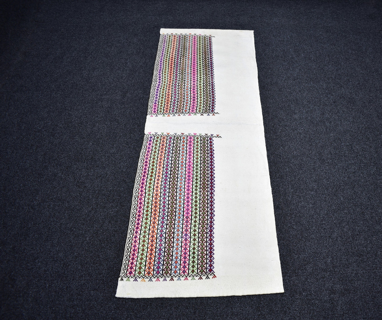 Yeni El Dokuma Otantik İnce Yörük Mini Yolluk Yün Cecim Kilim 7250