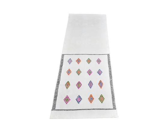 Yeni El Dokuma Ender Ak Pamuklu Yörük Kilim 7254