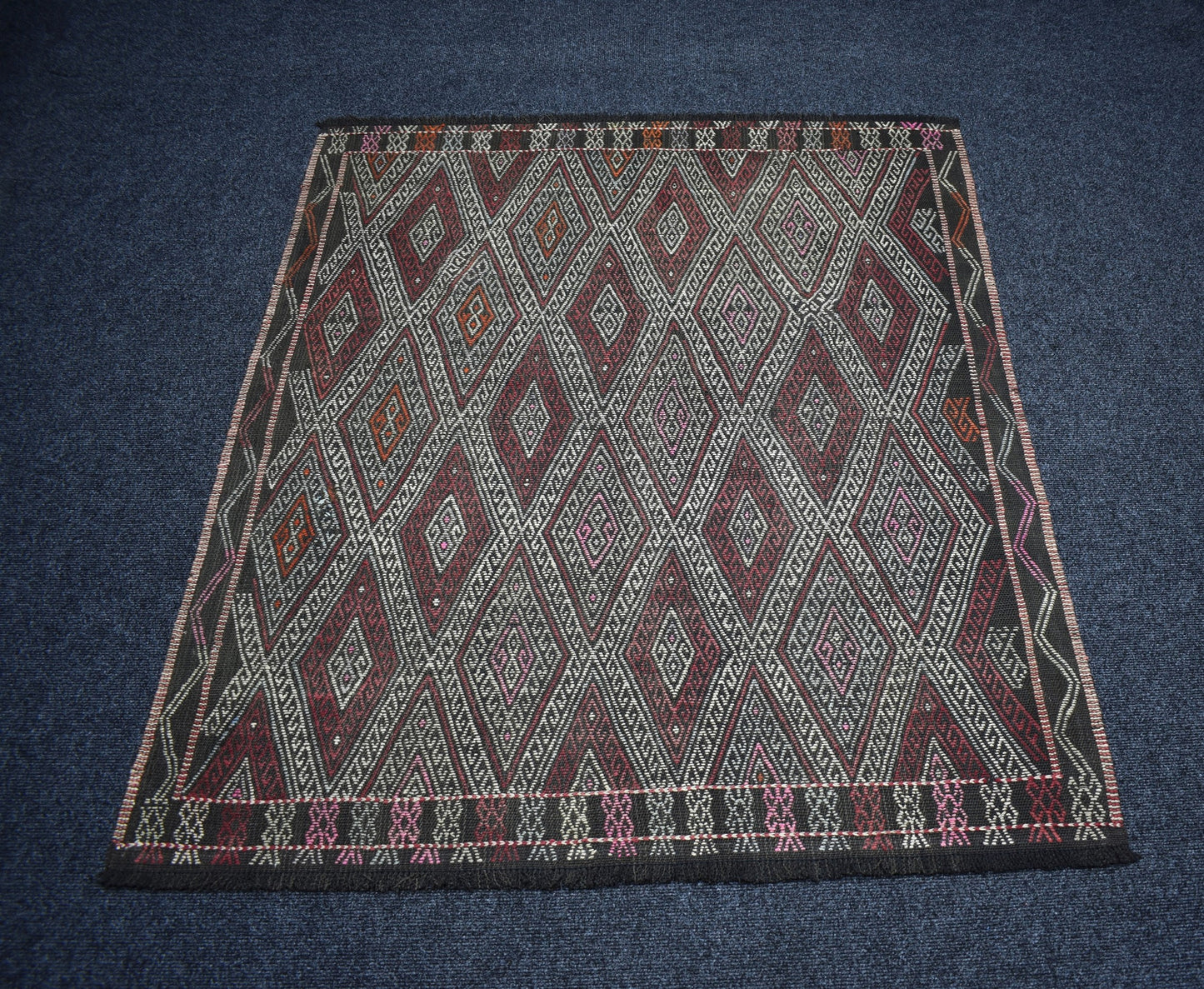 Vintage El Dokuma Görkemli Karakeçili Balıkesir Yörük Yün Cecim Kilim 7258