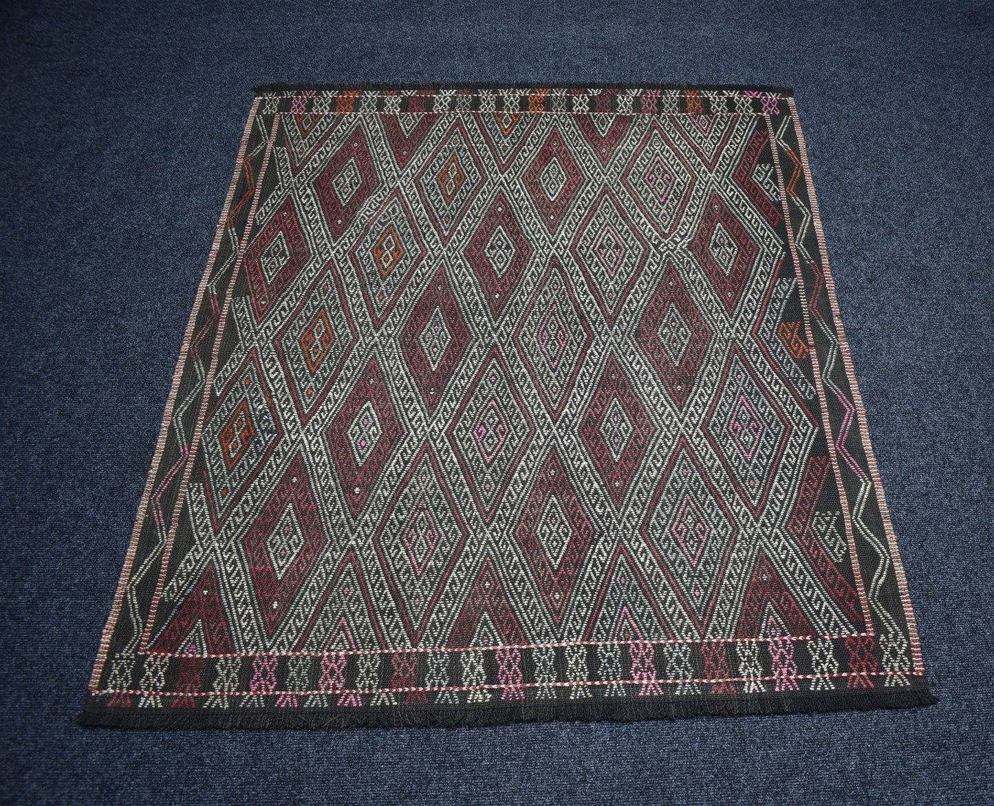 Vintage El Dokuma Görkemli Karakeçili Balıkesir Yörük Yün Cecim Kilim 7258