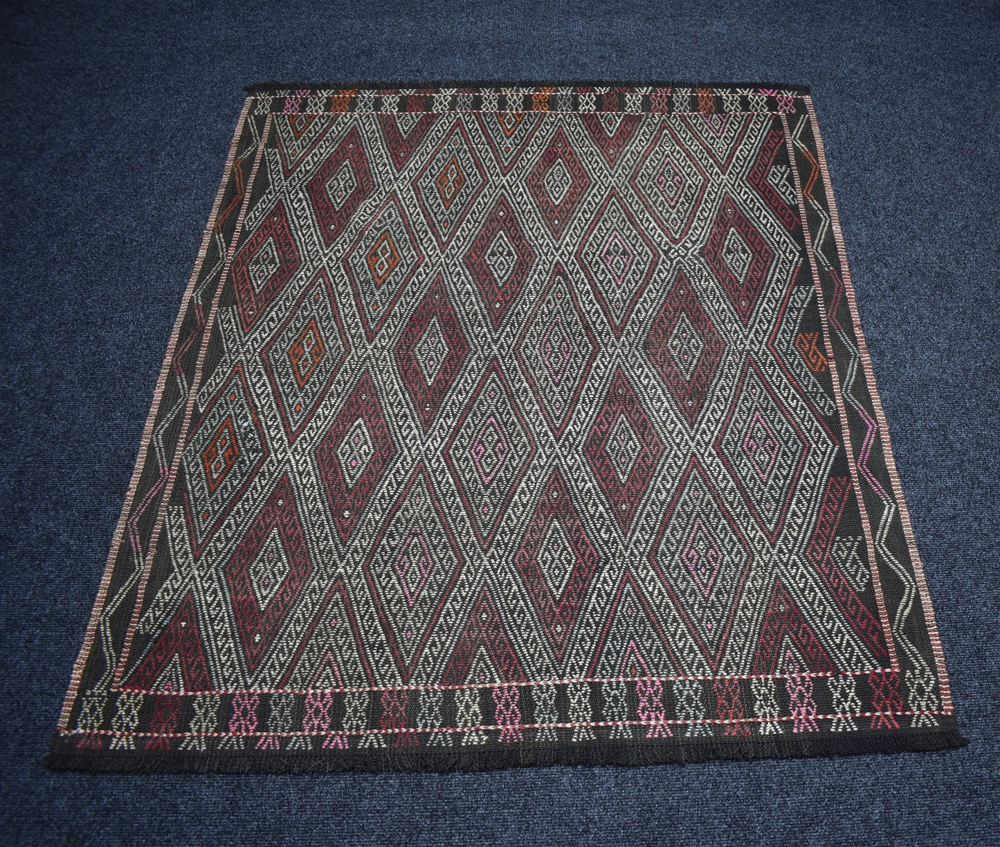 Vintage El Dokuma Görkemli Karakeçili Balıkesir Yörük Yün Cecim Kilim 7258