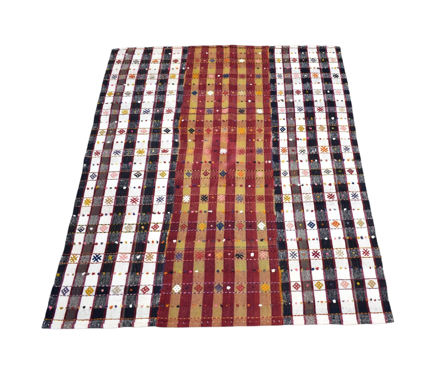 Vintage El Dokuma Otantik Reyhanlı Adana Pamuklu Yün Kilim 7265
