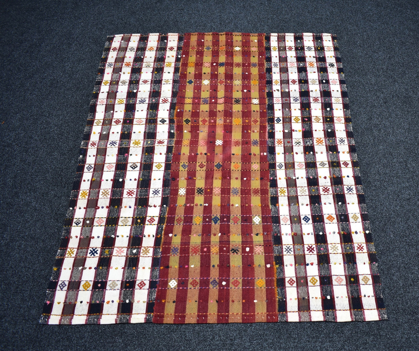 Vintage El Dokuma Otantik Reyhanlı Adana Pamuklu Yün Kilim 7265