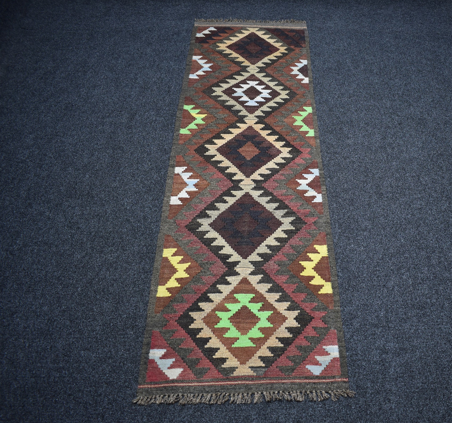 Vintage El Dokuma Nadir Himalayalar Yolluk Yün Kilim 7268