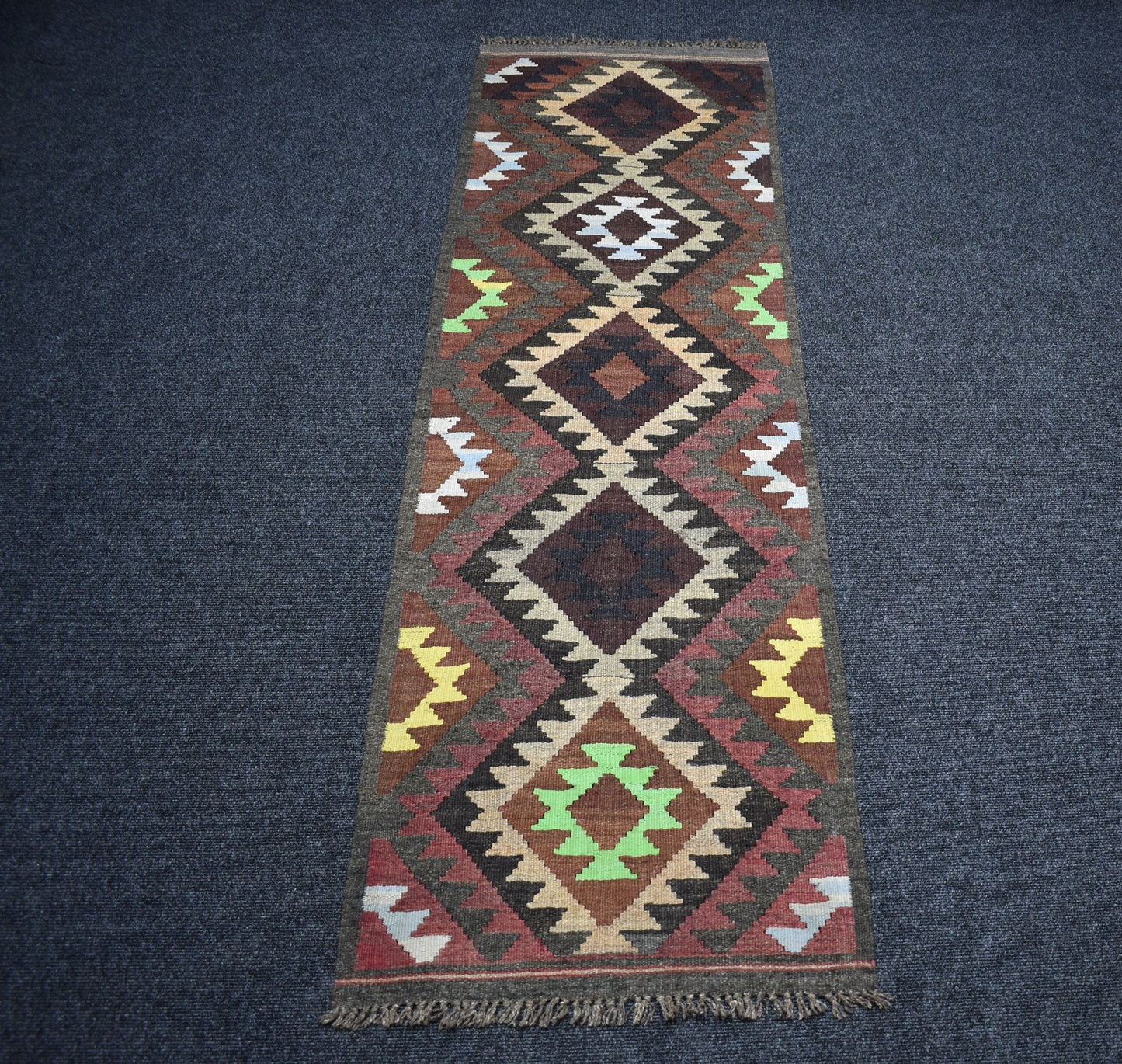 Vintage El Dokuma Nadir Himalayalar Yolluk Yün Kilim 7268