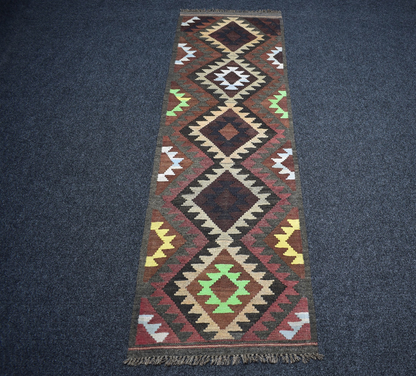Vintage El Dokuma Nadir Himalayalar Yolluk Yün Kilim 7268