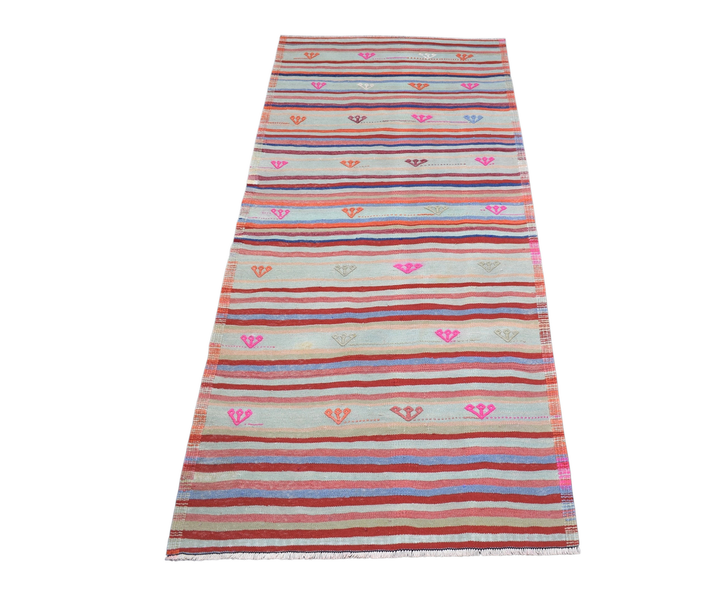 Vintage El Dokuma Şaheser Pastel Balıkesir Yolluk Yün Kilim 7284