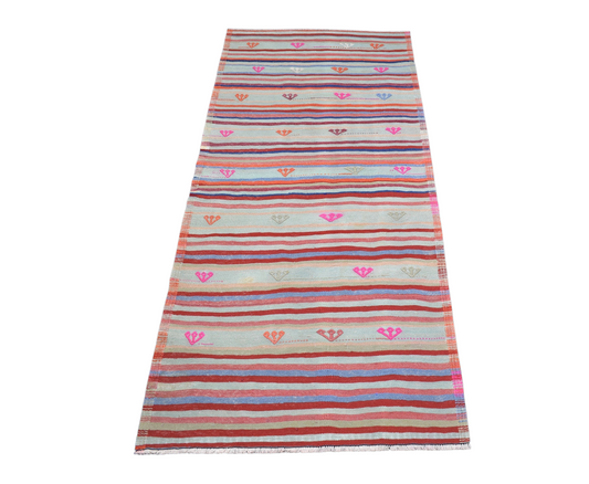Vintage El Dokuma Şaheser Pastel Balıkesir Yolluk Yün Kilim 7284