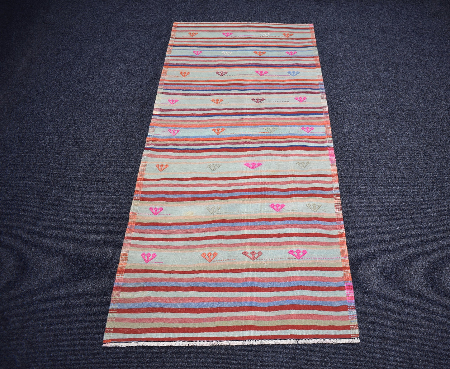 Vintage El Dokuma Şaheser Pastel Balıkesir Yolluk Yün Kilim 7284