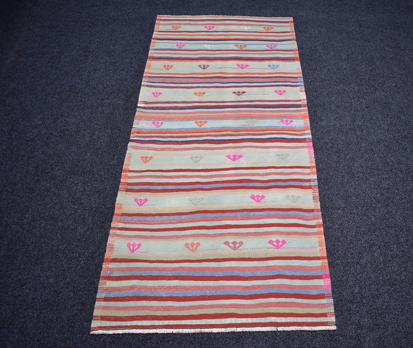 Vintage El Dokuma Şaheser Pastel Balıkesir Yolluk Yün Kilim 7284