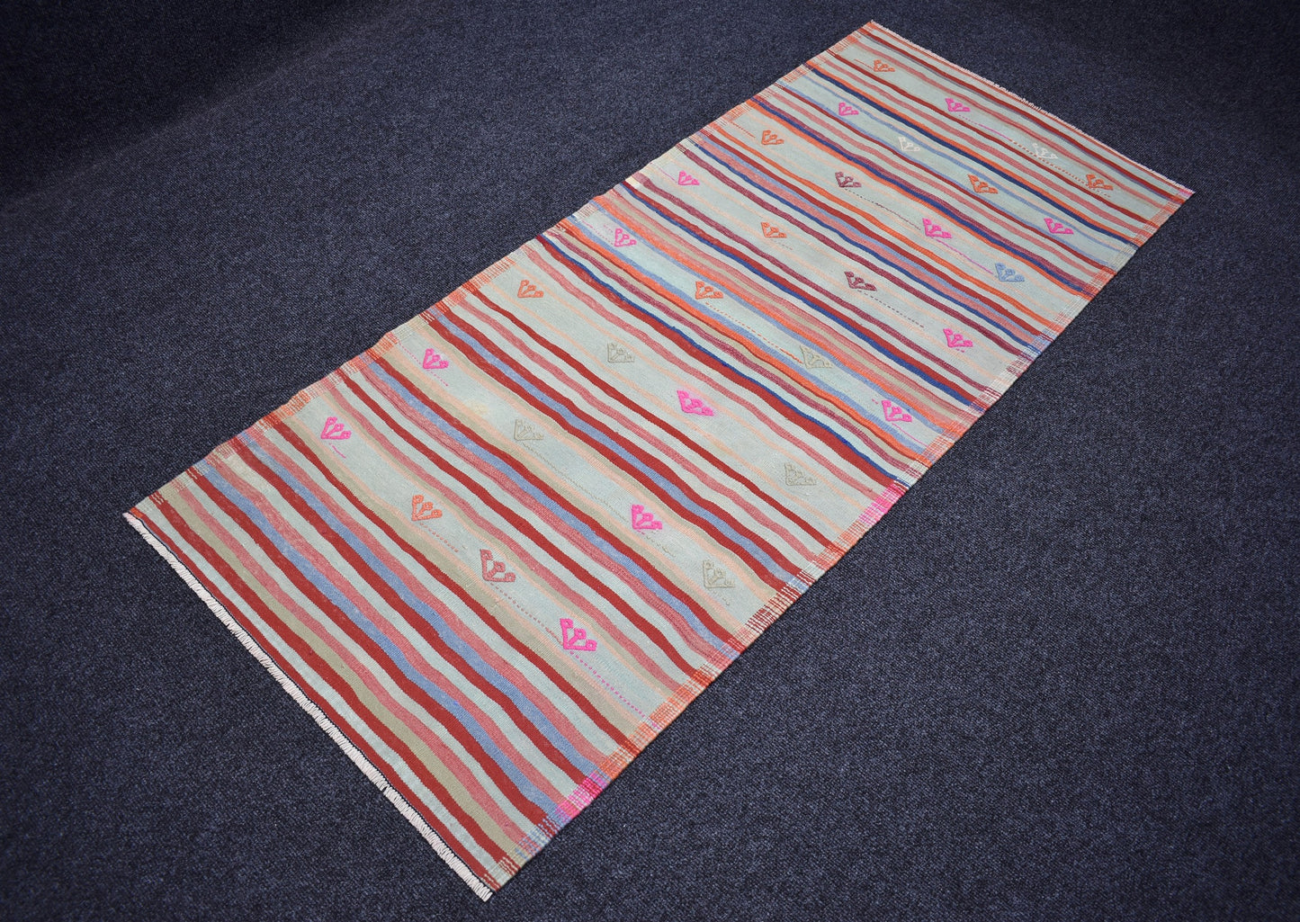 Vintage El Dokuma Şaheser Pastel Balıkesir Yolluk Yün Kilim 7284