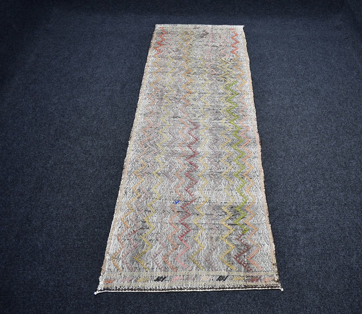 Vintage El Dokuma Pastel Çumra Yörük Yolluk Pamuklu Yün Kilim 7285