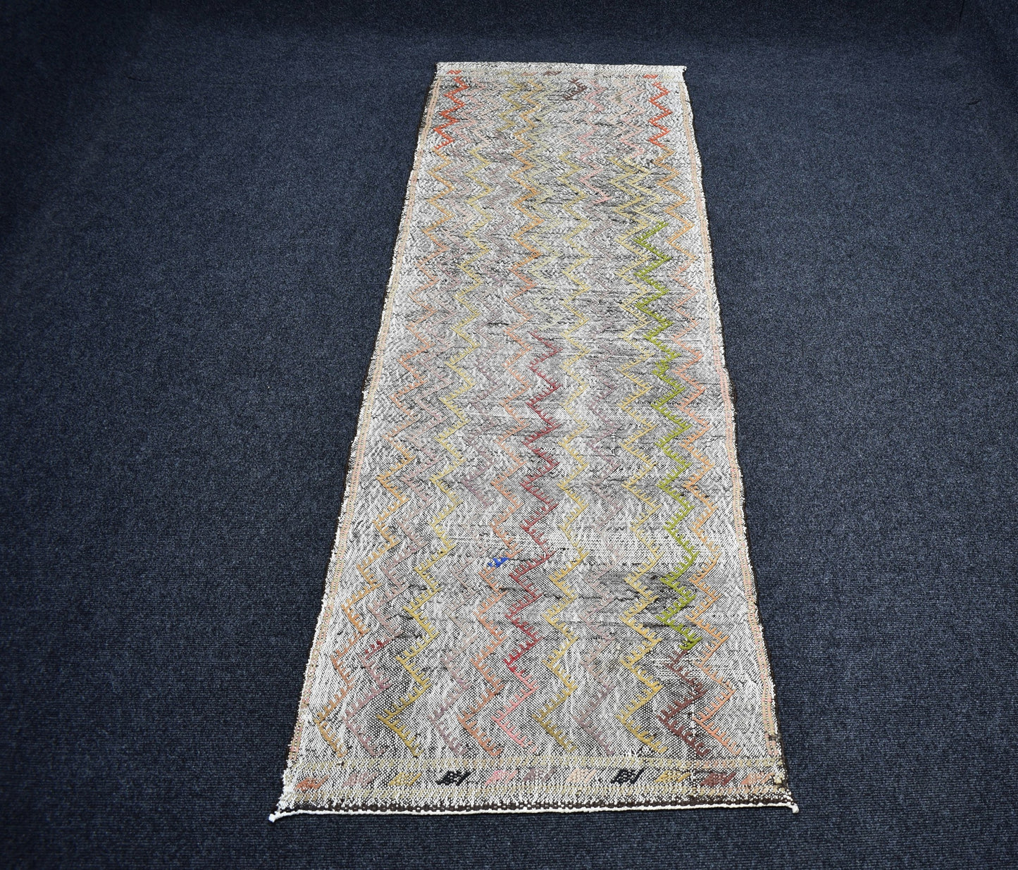 Vintage El Dokuma Pastel Çumra Yörük Yolluk Pamuklu Yün Kilim 7285