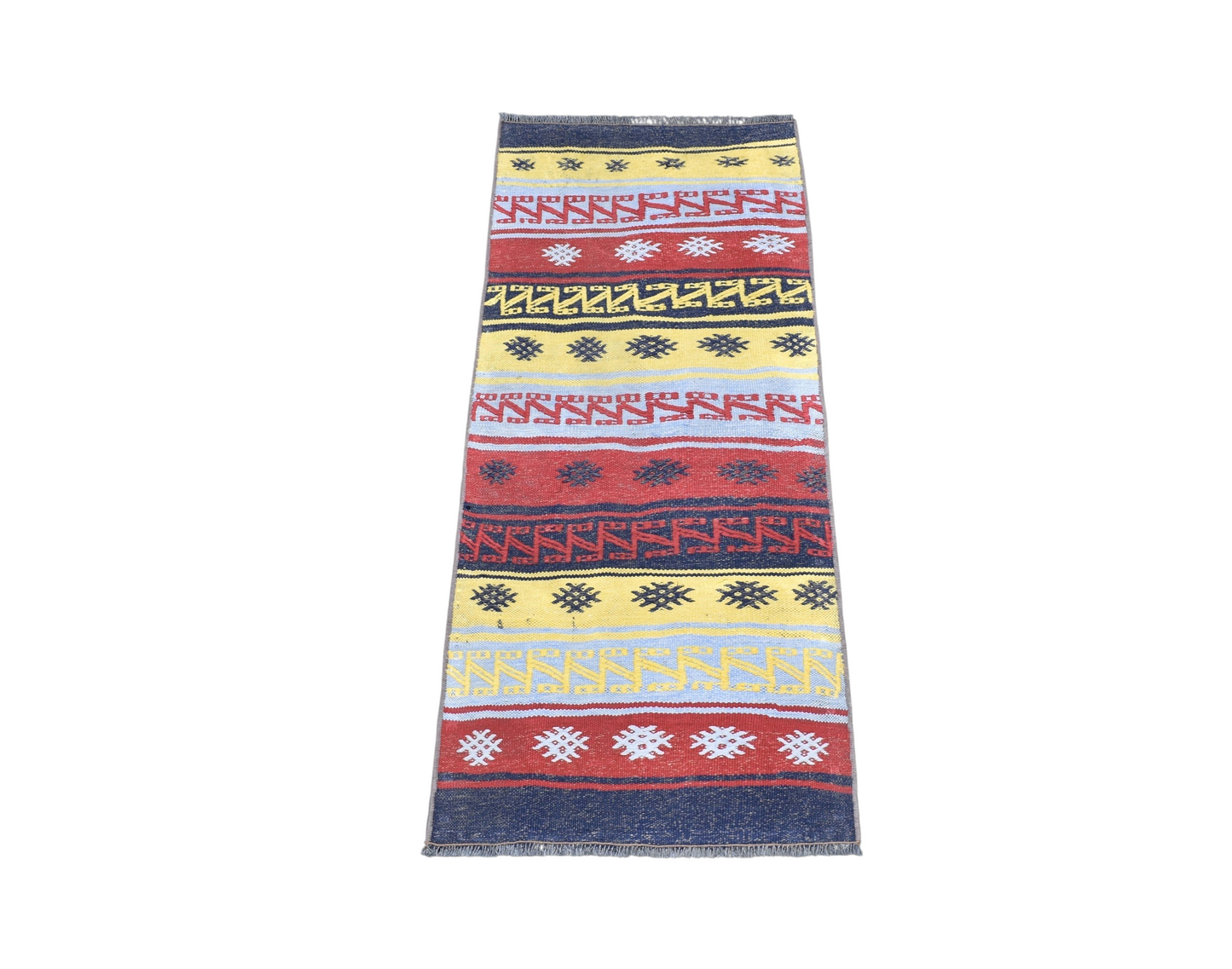 Vintage Modern Görkemli Bukleli Pamuklu Kilim 7306