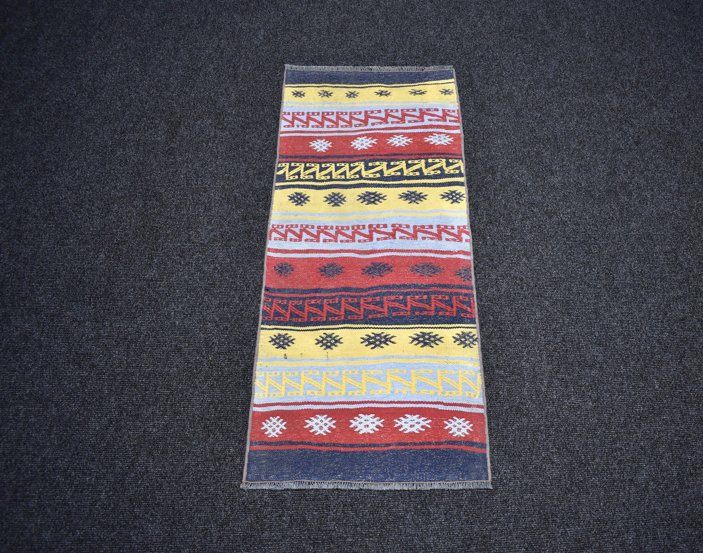 Vintage Modern Görkemli Bukleli Pamuklu Kilim 7306