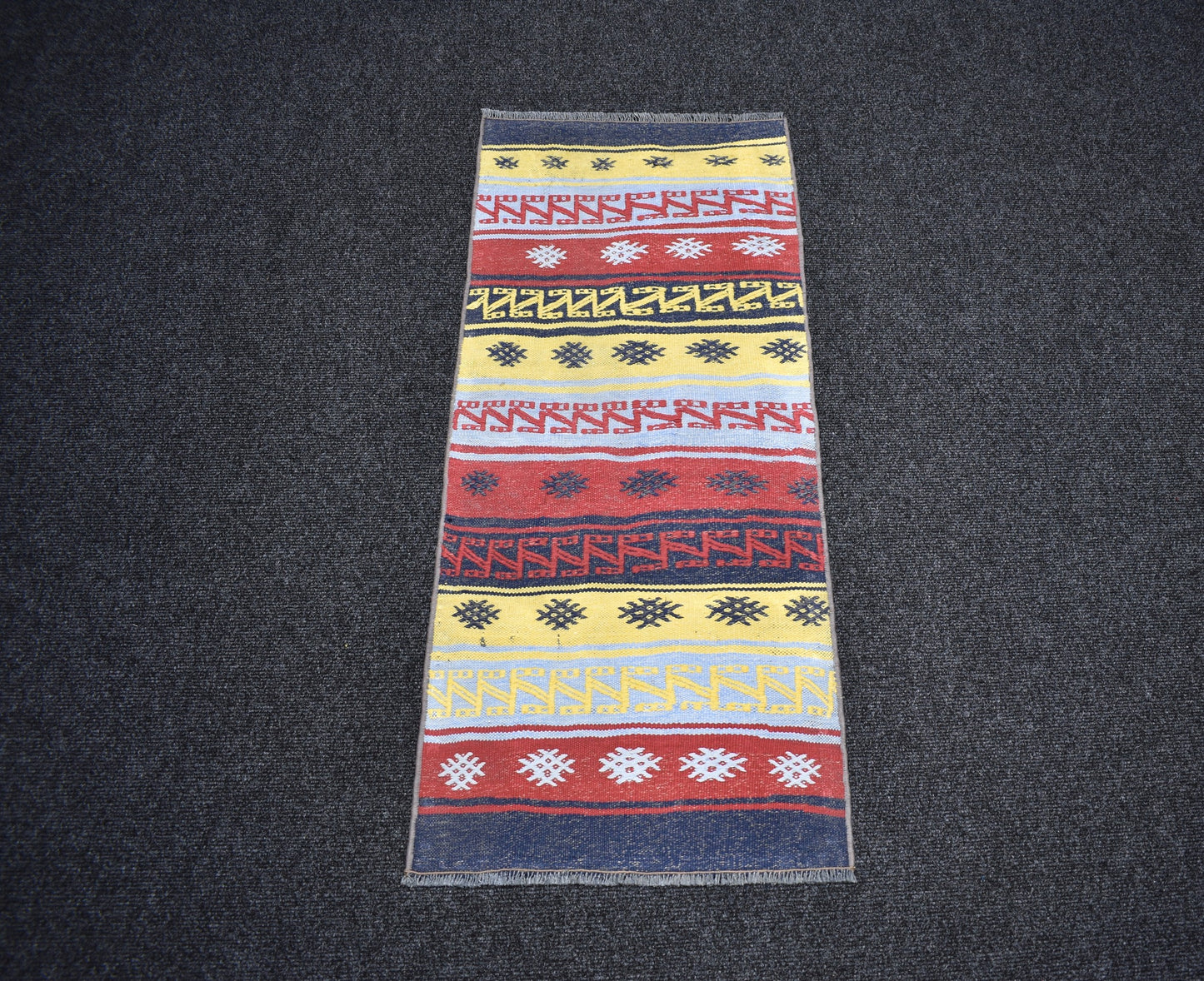 Vintage Modern Görkemli Bukleli Pamuklu Kilim 7306