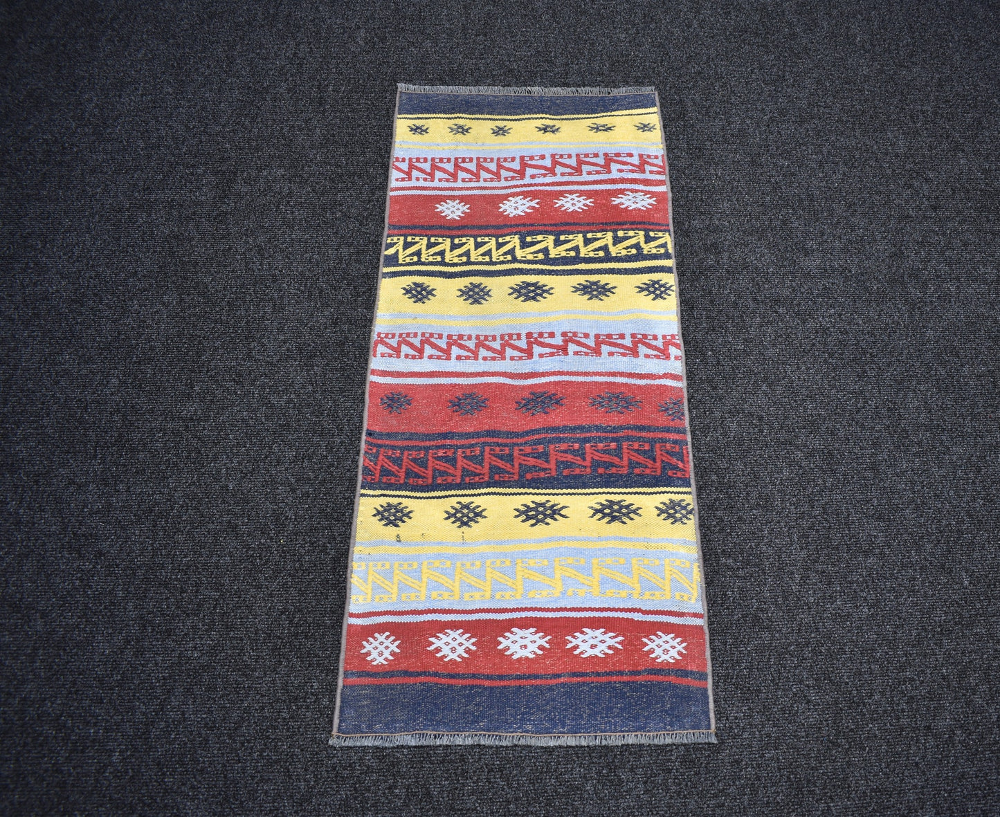 Vintage Modern Görkemli Bukleli Pamuklu Kilim 7306