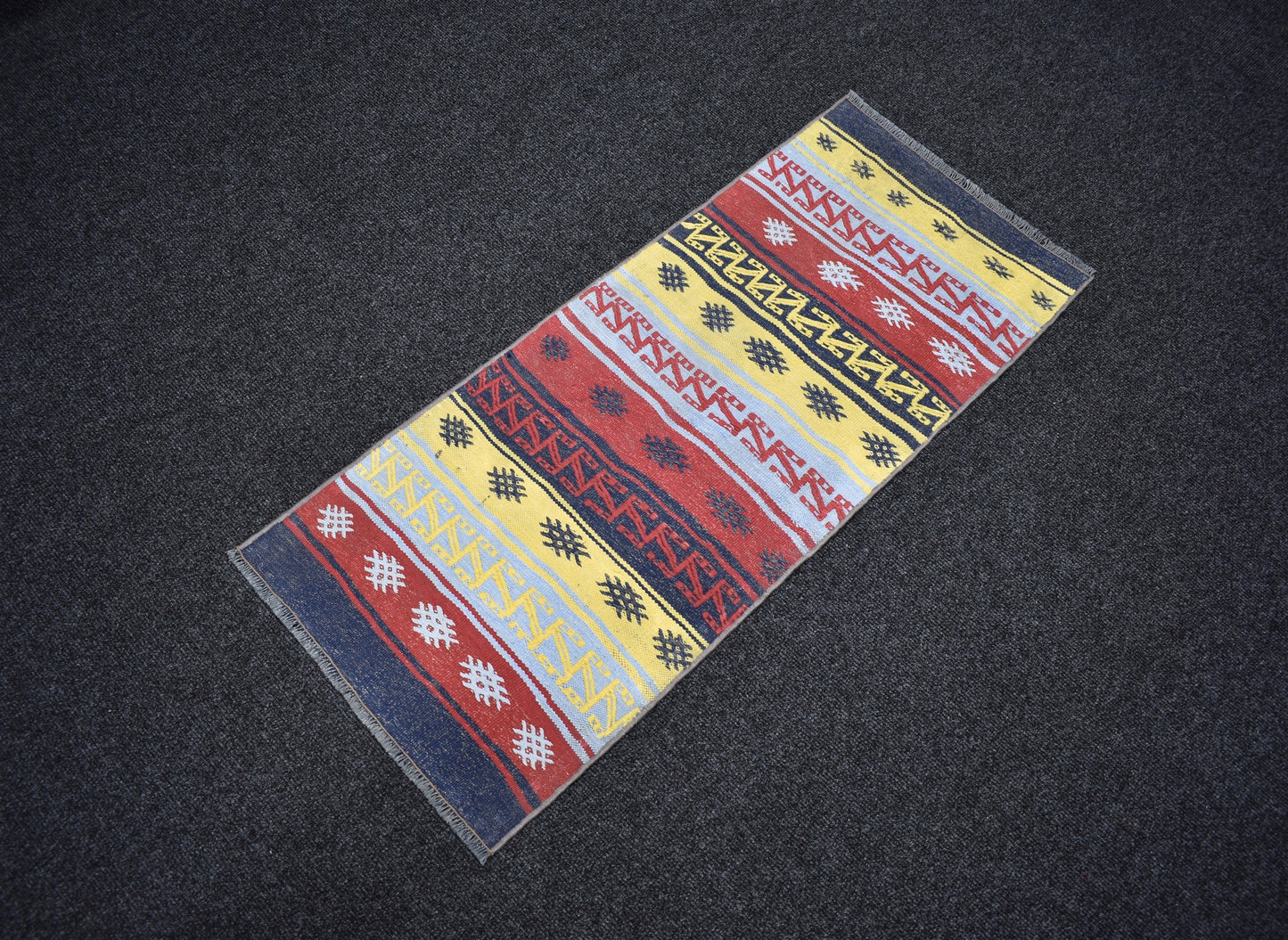 Vintage Modern Görkemli Bukleli Pamuklu Kilim 7306