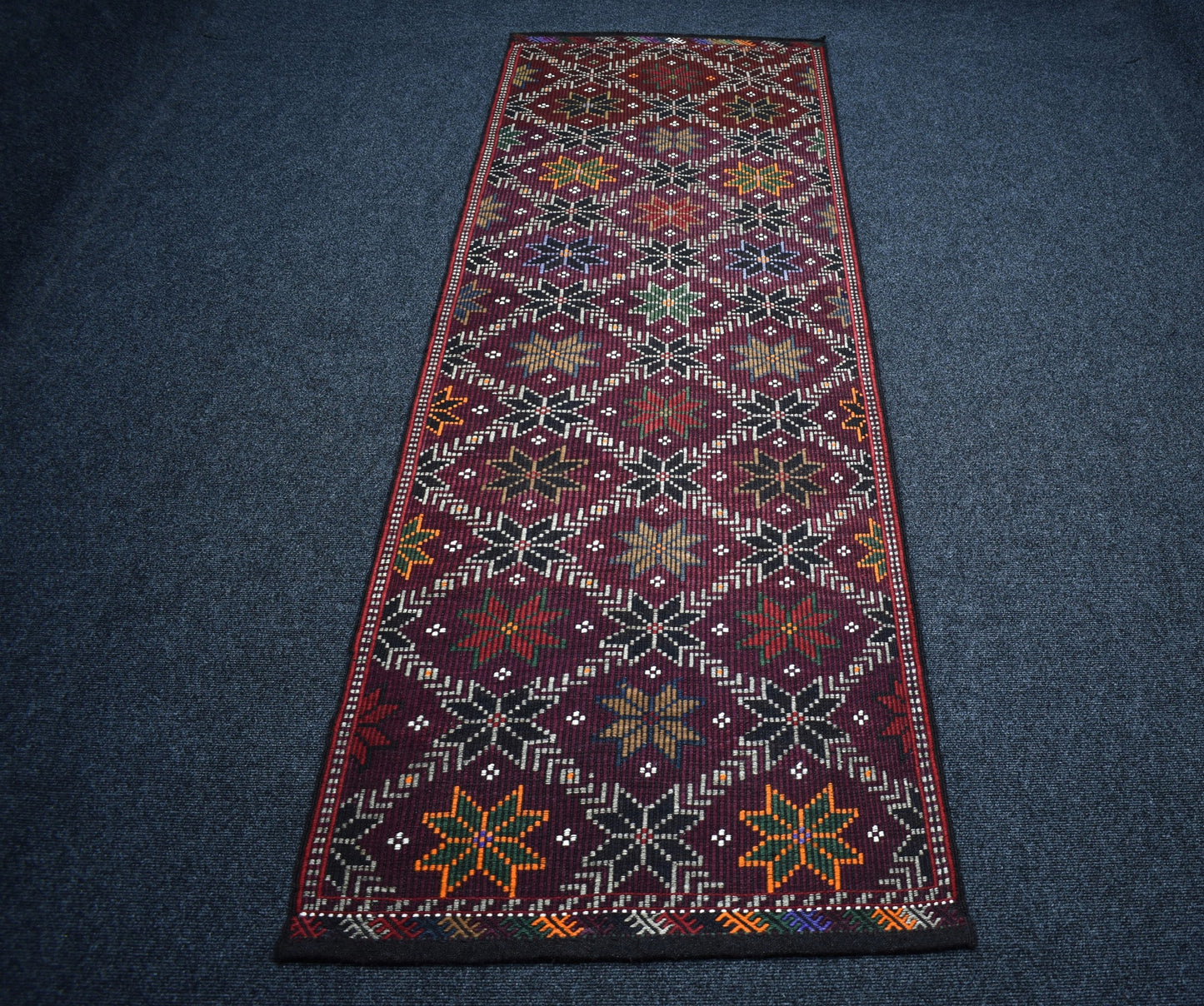 El Dokuma Ender Çiçekli Yörük Cecim Yolluk Yün Kilim 7308