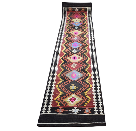 Vintage El Dokuma Devasa 13 Göbekli Kars Kağızman Yolluk Yün Kilim 7312