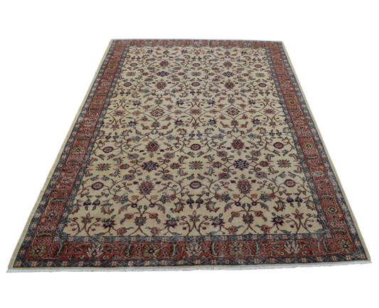 Vintage 6m2 El Dokuma Naif Eskitme Çiçekli Pastel Yün Salon Halısı 7314