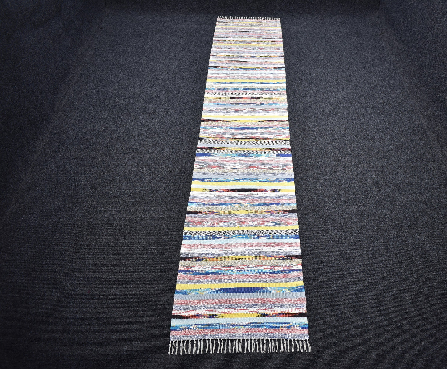 Yeni El Dokuma Okyanus Dalgalı Bukleli Pamuklu Yolluk Kilim 7327