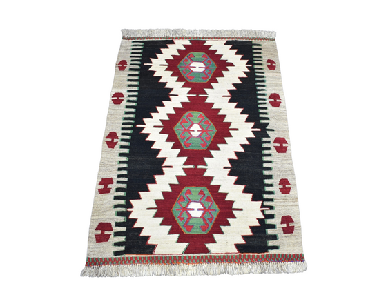 Yeni El Dokuması Geometrik Anamur Yörük Yün Kilim 7332