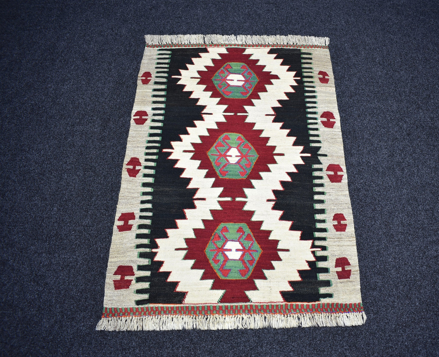 Yeni El Dokuması Geometrik Anamur Yörük Yün Kilim 7332
