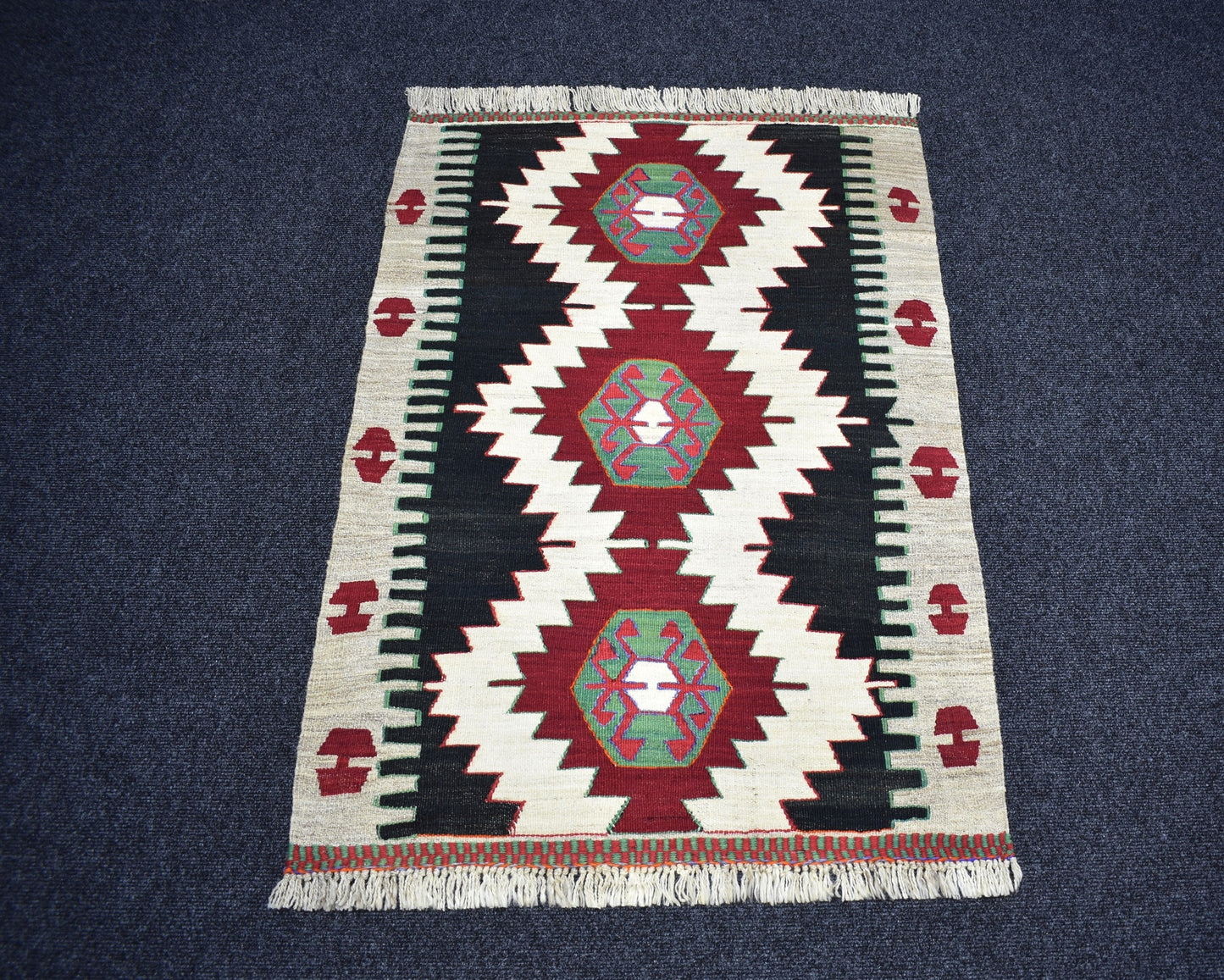Yeni El Dokuması Geometrik Anamur Yörük Yün Kilim 7332
