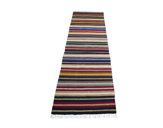 Yeni El Dokuması Otantik Çubuklu Hatay Yün Yolluk Kilim 7333