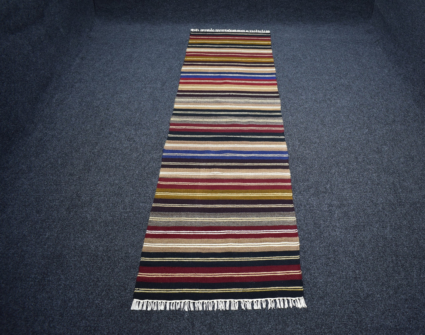 Yeni El Dokuması Otantik Çubuklu Hatay Yün Yolluk Kilim 7333