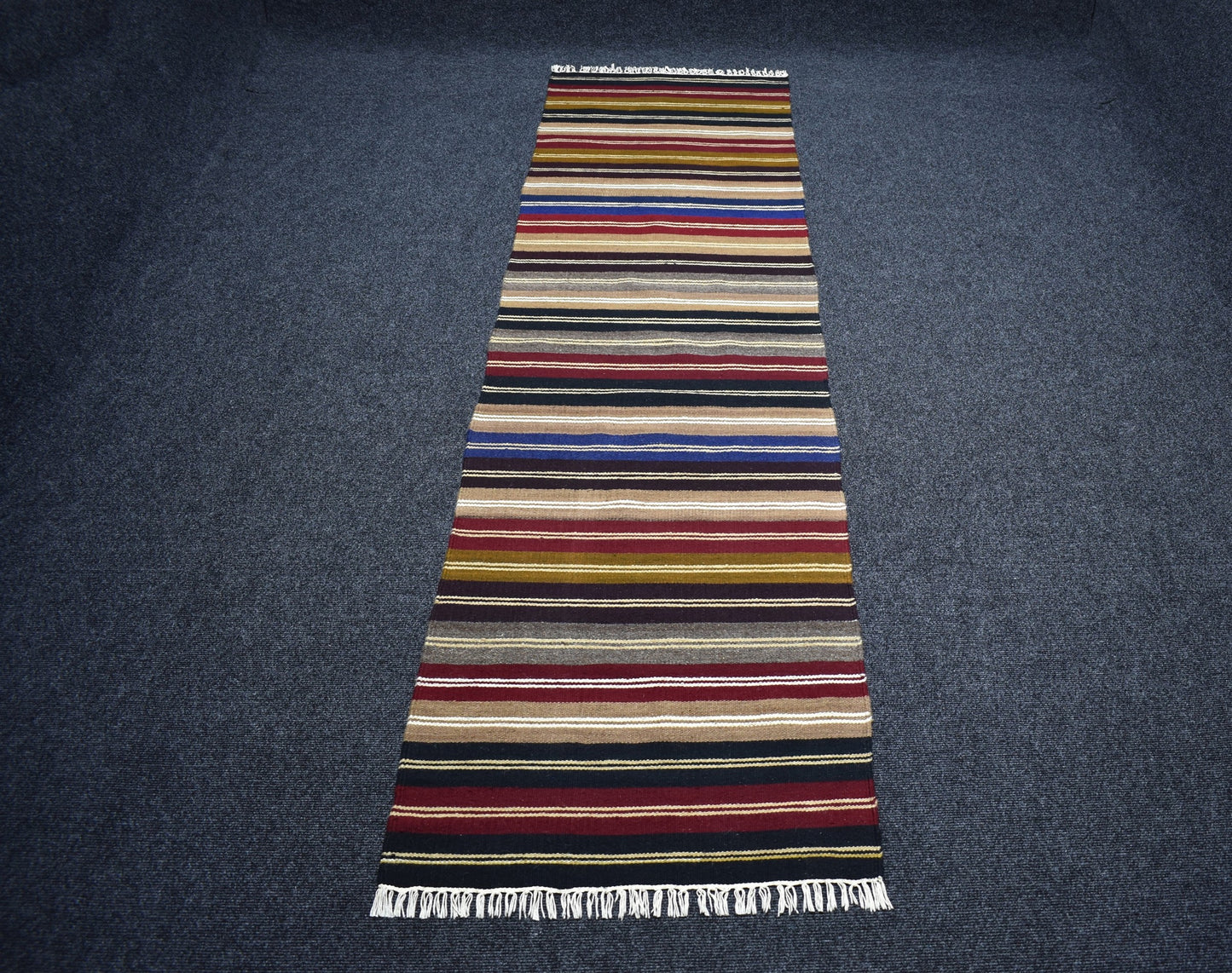 Yeni El Dokuması Otantik Çubuklu Hatay Yün Yolluk Kilim 7333