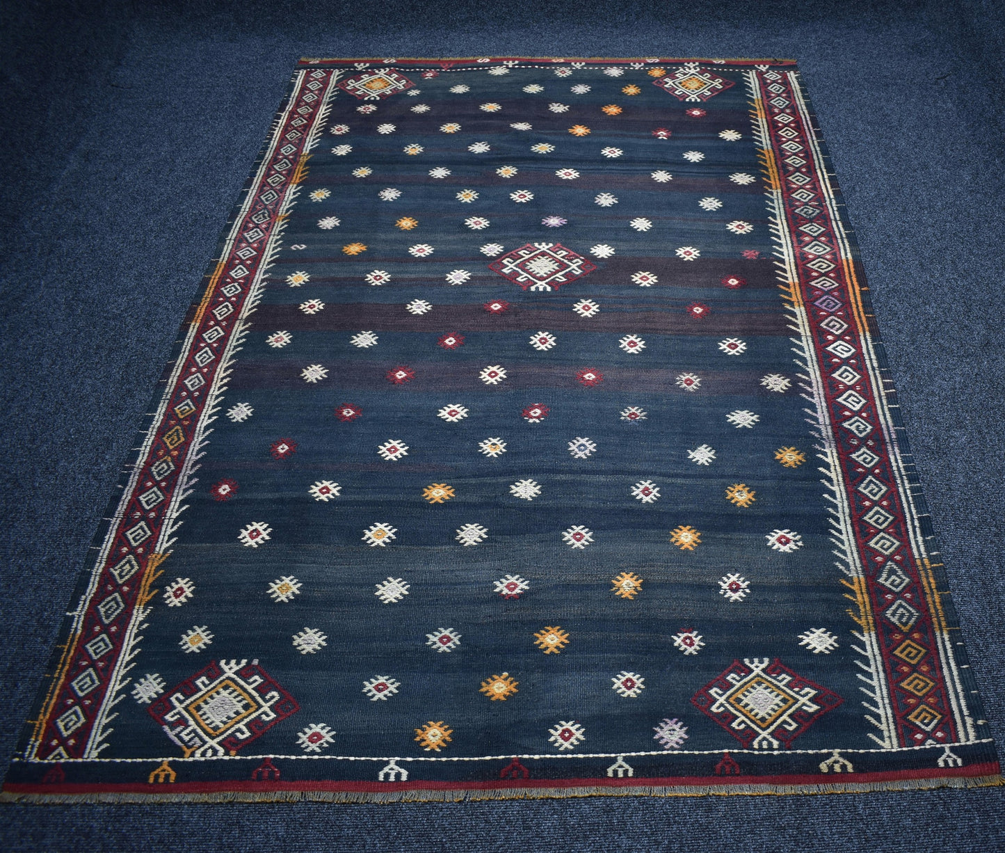 Vintage El Dokuma Bayburt Yörük Yün Kilim 7335