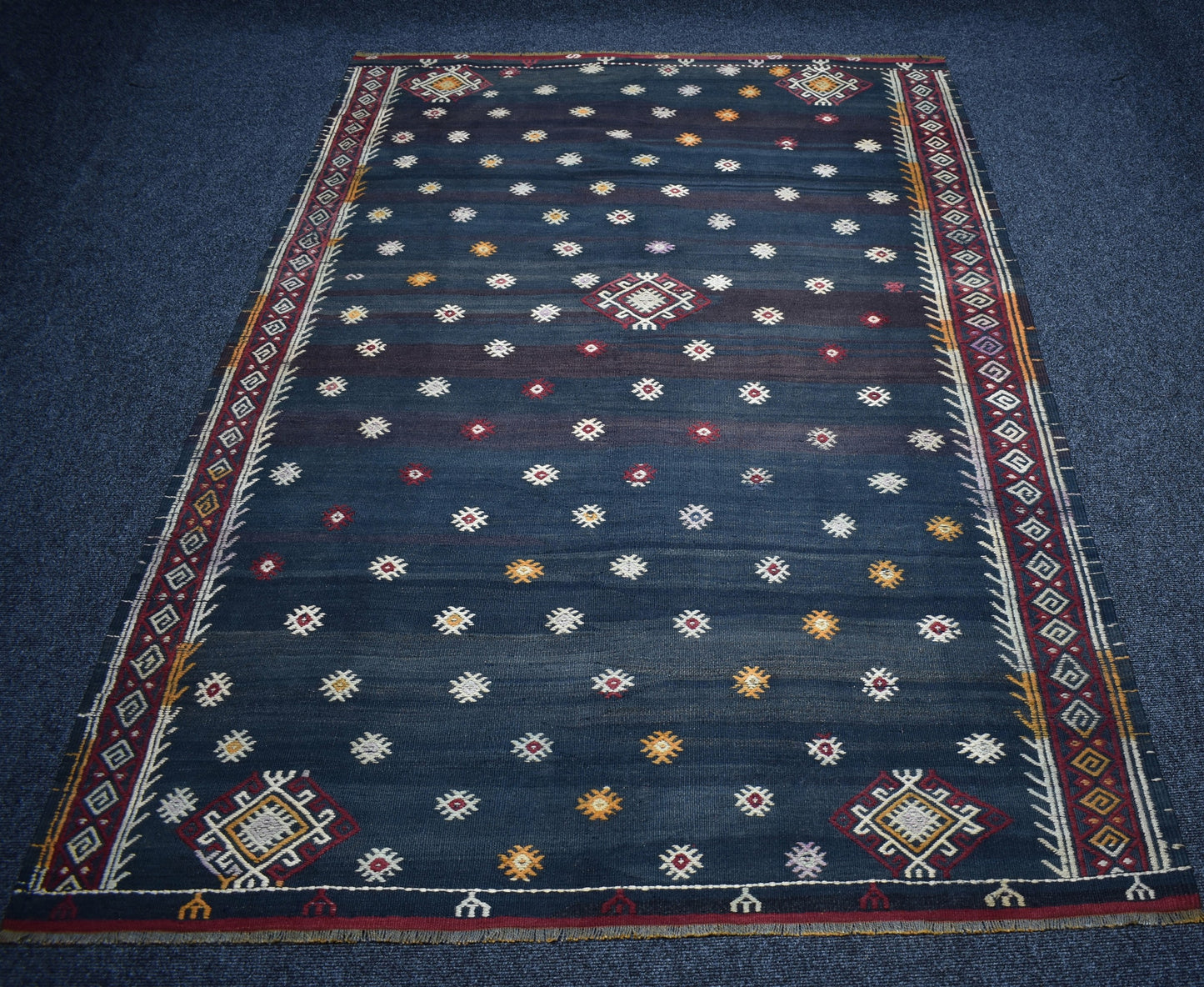 Vintage El Dokuma Bayburt Yörük Yün Kilim 7335