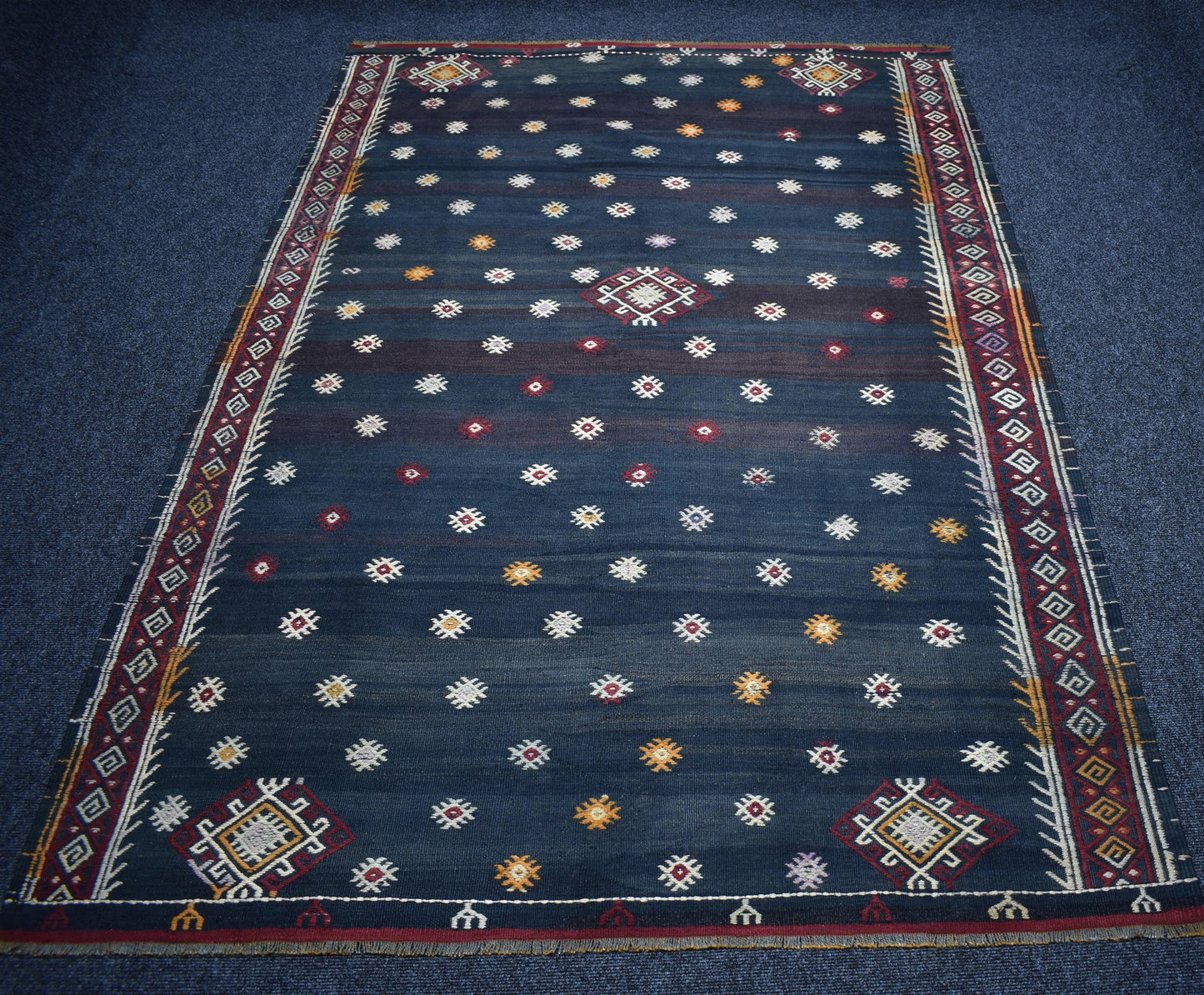 Vintage El Dokuma Bayburt Yörük Yün Kilim 7335