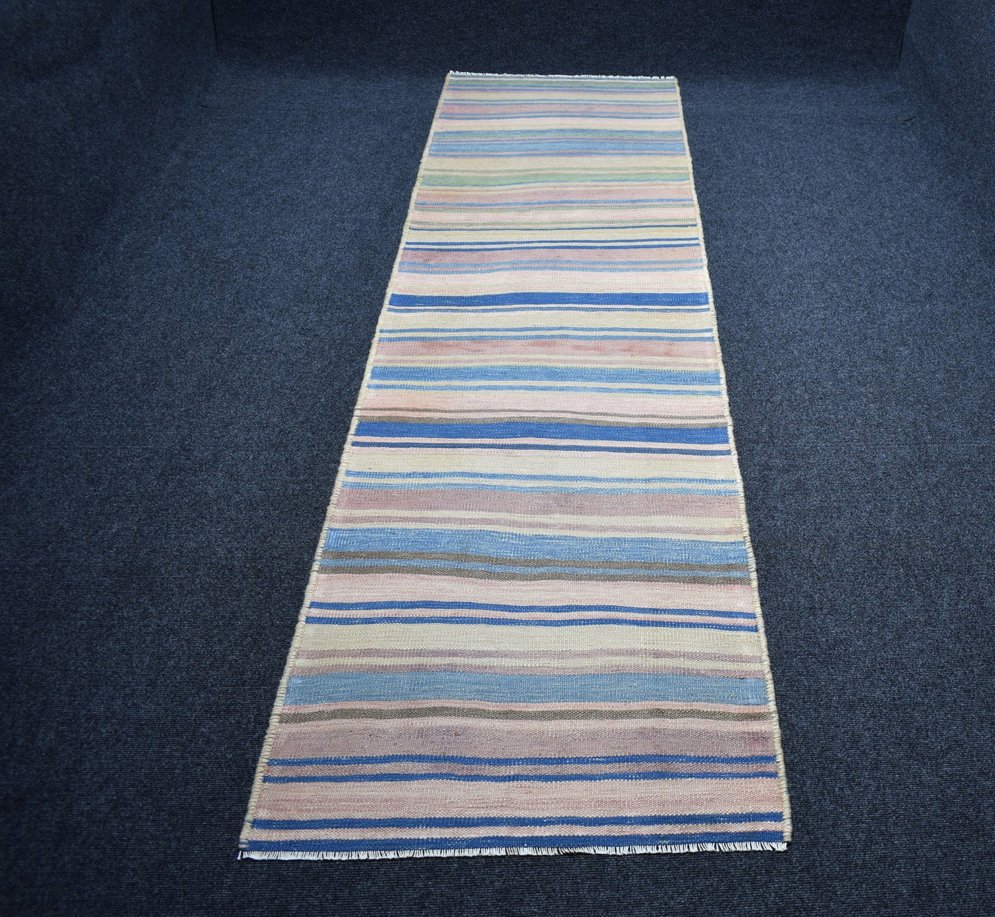 Vintage El Dokuma Nadide Pastel Herki Yolluk Yün Kilim 7336