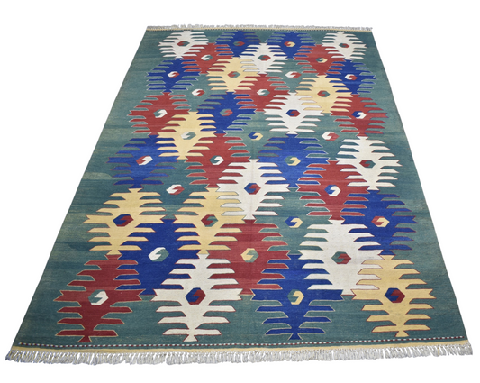 El Dokuma 5m2 Farklı Otantik Taraklı Balıkesir Yün Kilim 7338