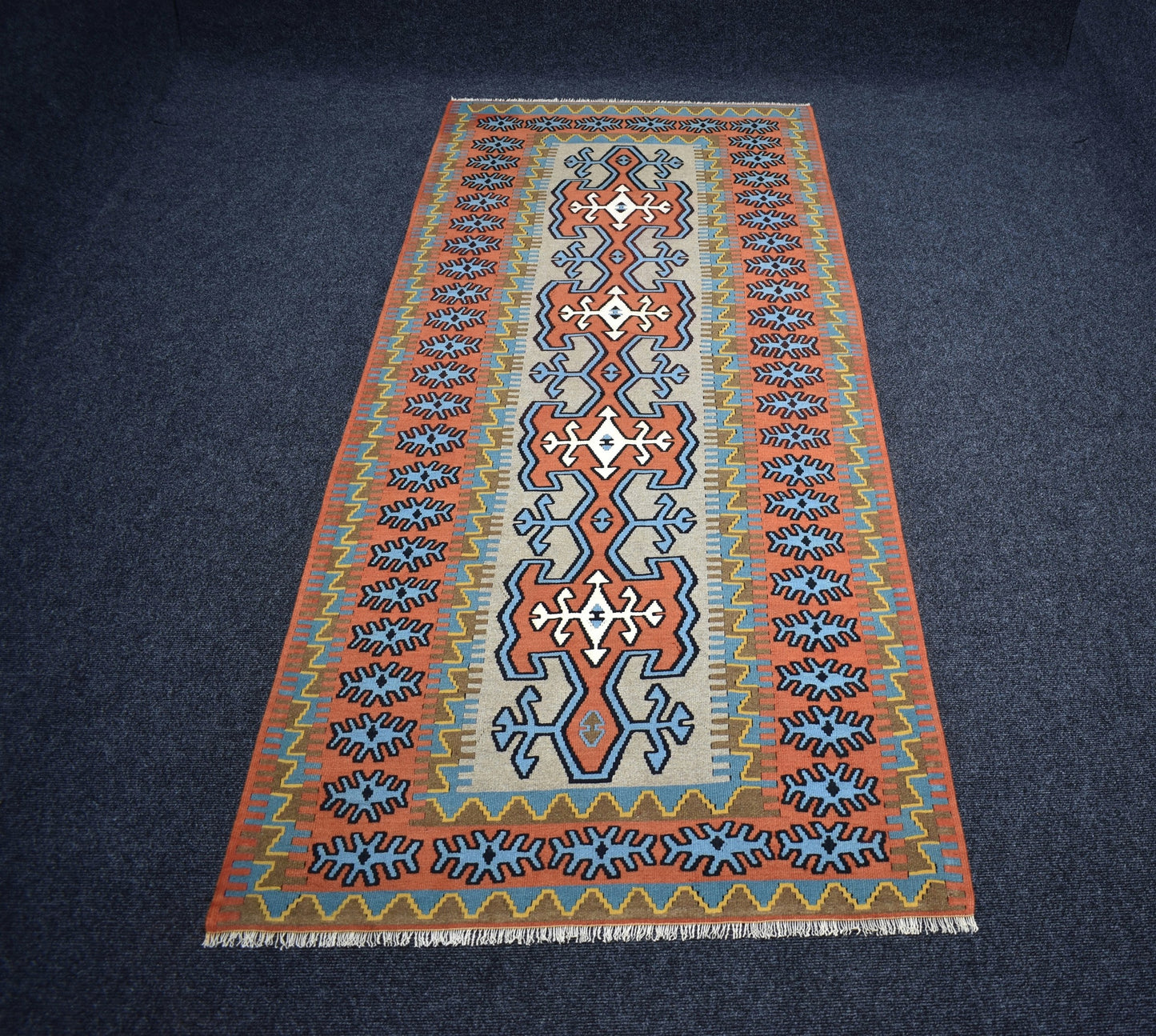 Yeni El Dokuma Nadir Çumra Konya Yörük Yün Kilim 7339