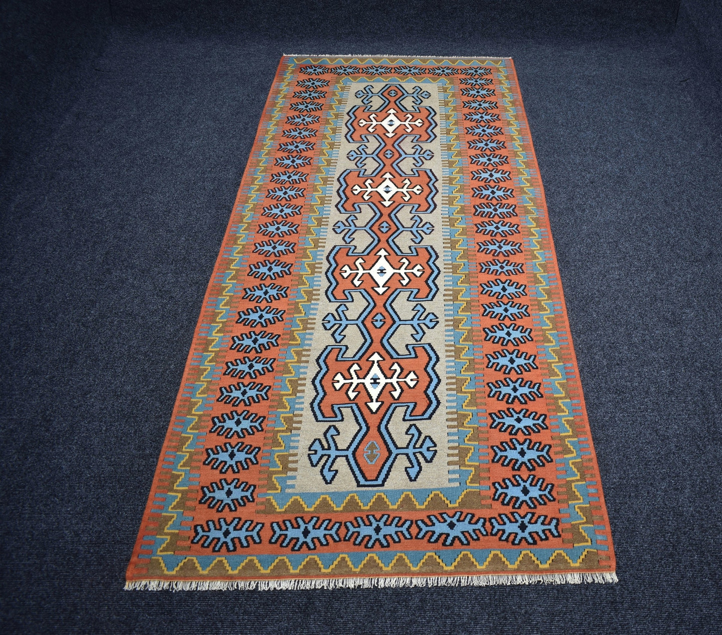 Yeni El Dokuma Nadir Çumra Konya Yörük Yün Kilim 7339