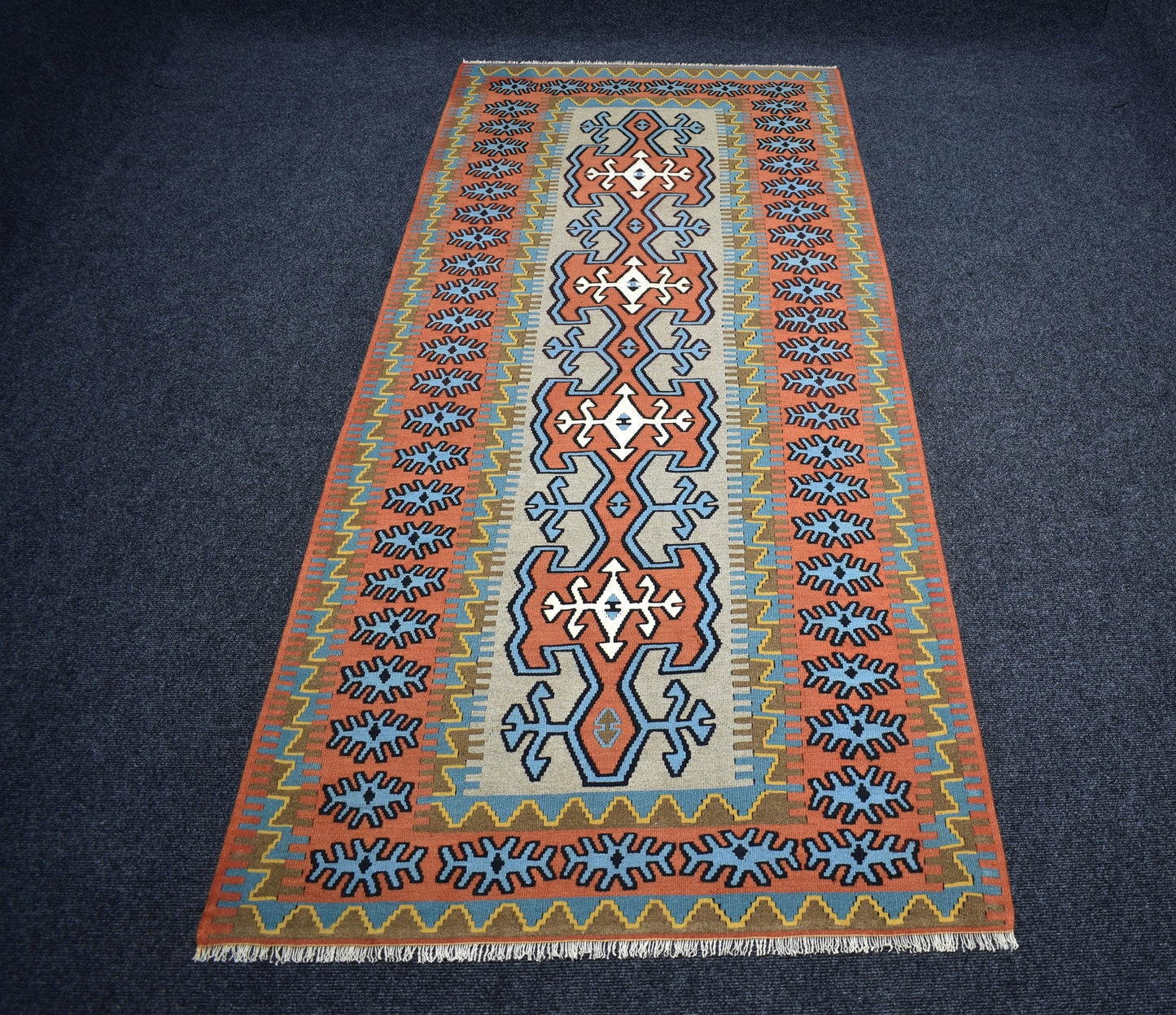 Yeni El Dokuma Nadir Çumra Konya Yörük Yün Kilim 7339