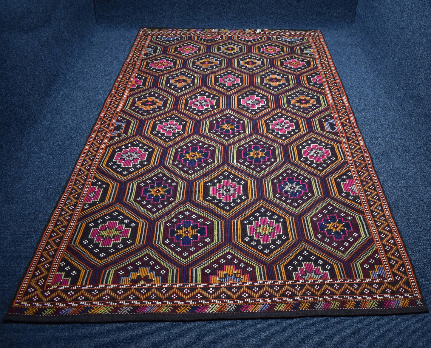 Yeni El Dokuması 7.5m2 Yekpare Otantik Çumra Yörük Yün Cecim Kilim 7341