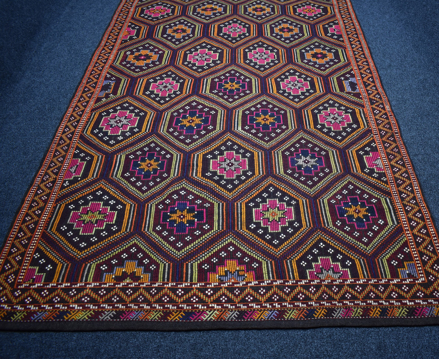 Yeni El Dokuması 7.5m2 Yekpare Otantik Çumra Yörük Yün Cecim Kilim 7341