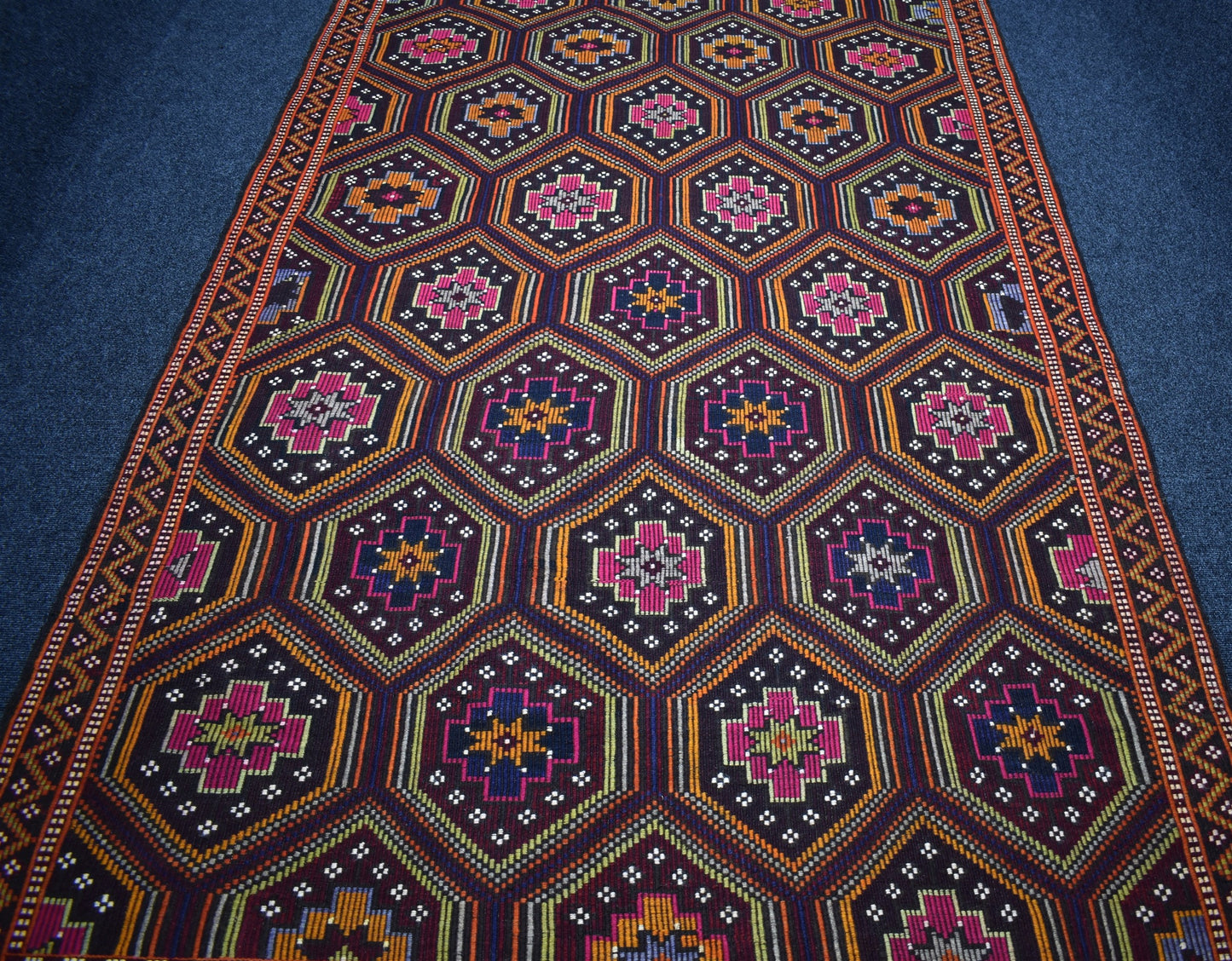 Yeni El Dokuması 7.5m2 Yekpare Otantik Çumra Yörük Yün Cecim Kilim 7341