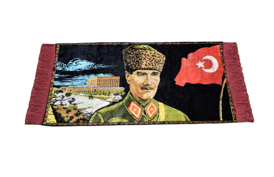 Yeni Ulu Önder Mustafa Kemal Atatürk Tasvirli Portre Duvar Halısı 7351